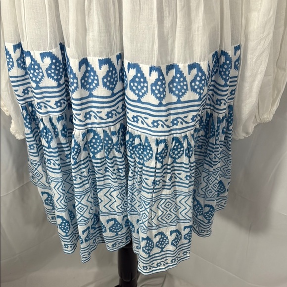OLIPHANT WHITE BLUE EMBROIDERED TUNIC DRESS SIZE L - Picture 10 of 11
